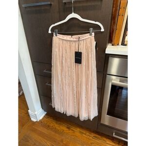 Needle & Thread sequin-embellished tulle midi skirt in a pink shade women's 6